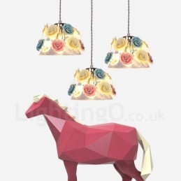 Designer Touch Decorative Multi Colours Flower Macaron Ceiling Pendant Light with Glass Shade Pendant Lamp