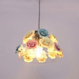 Designer Touch Decorative Multi Colours Flower Macaron Ceiling Pendant Light with Glass Shade Pendant Lamp