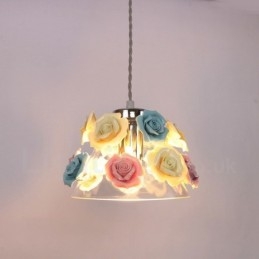 Designer Touch Decorative Multi Colours Flower Macaron Ceiling Pendant Light with Glass Shade Pendant Lamp