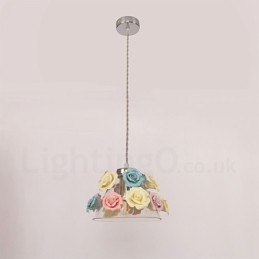 Designer Touch Decorative Multi Colours Flower Macaron Ceiling Pendant Light with Glass Shade Pendant Lamp