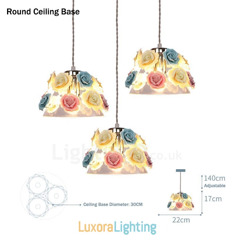 Designer Touch Decorative Multi Colours Flower Macaron Ceiling Pendant Light with Glass Shade Pendant Lamp