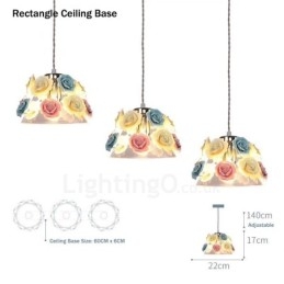 Designer Touch Decorative Multi Colours Flower Macaron Ceiling Pendant Light with Glass Shade Pendant Lamp