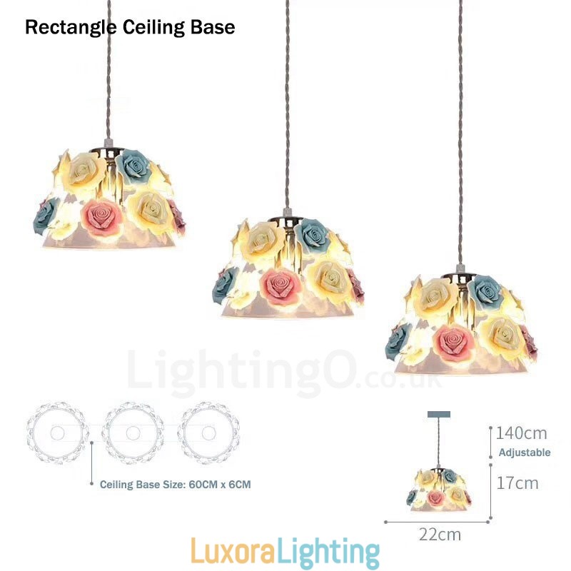 Designer Touch Decorative Multi Colours Flower Macaron Ceiling Pendant Light with Glass Shade Pendant Lamp