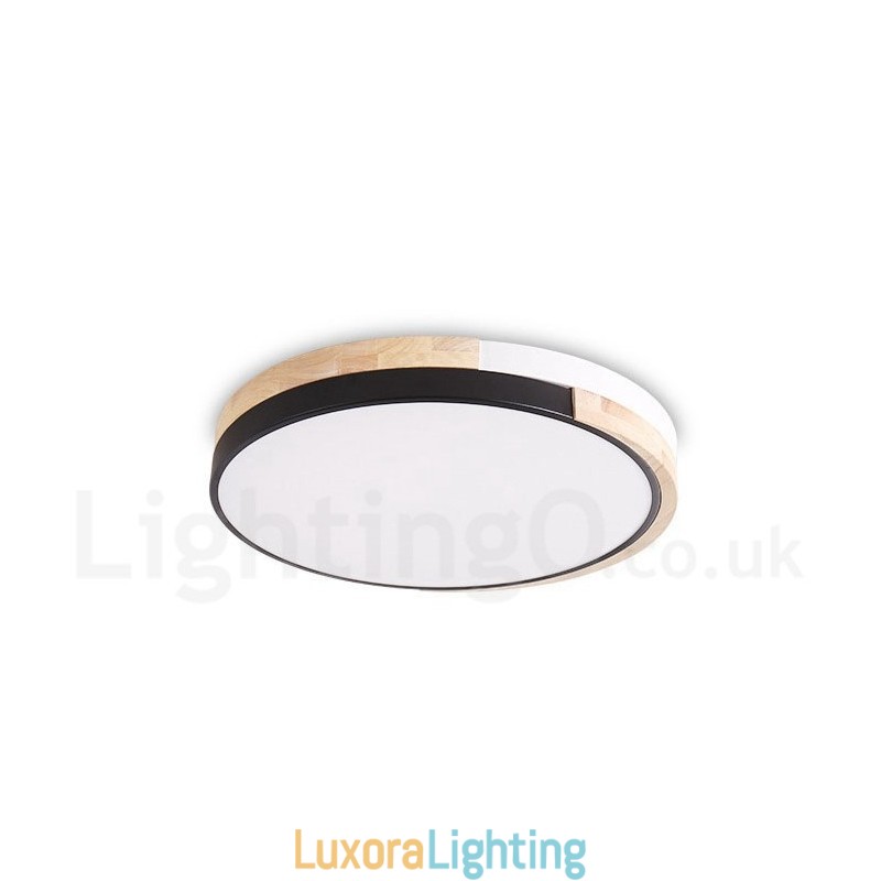 Designer Touch Decorative Dimmable Multi Colours Round Wood Ceiling Light with Acrylic Shade Ceiling Lamp Nordic Style
