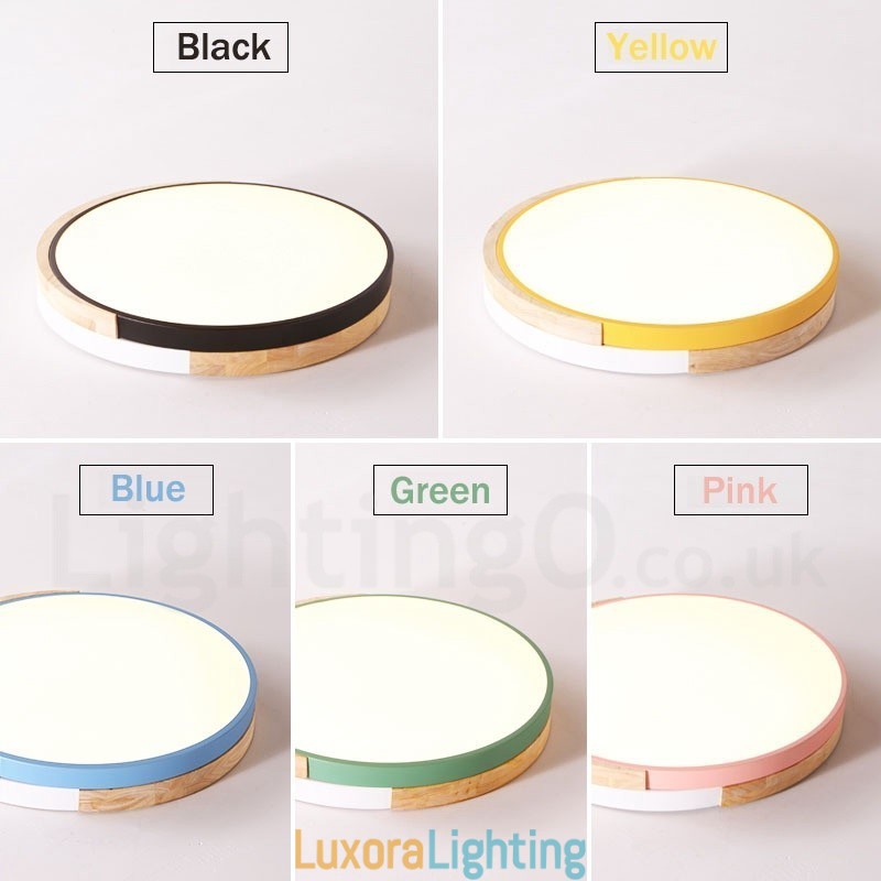 Designer Touch Decorative Dimmable Multi Colours Round Wood Ceiling Light with Acrylic Shade Ceiling Lamp Nordic Style