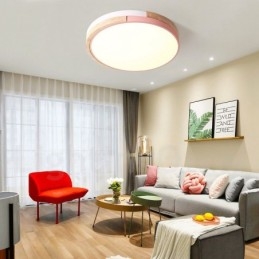 Designer Touch Decorative Dimmable Multi Colours Round Wood Ceiling Light with Acrylic Shade Ceiling Lamp Nordic Style