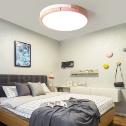 Designer Touch Decorative Dimmable Multi Colours Round Wood Ceiling Light with Acrylic Shade Ceiling Lamp Nordic Style