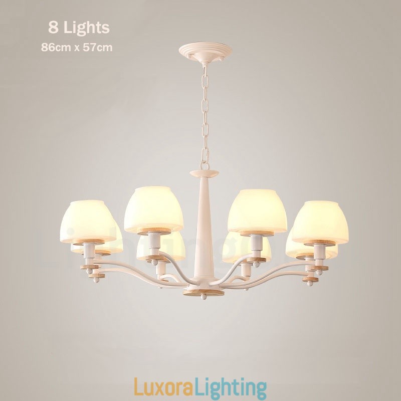Designer Touch Decorative 6 Light 8 Light Multi Colours Macaron Wood Pendant Light with Glass Shades Chandelier Nordic Style