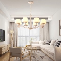 Designer Touch Decorative 6 Light 8 Light Multi Colours Macaron Wood Pendant Light with Glass Shades Chandelier Nordic Style