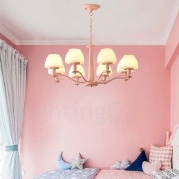 Designer Touch Decorative 6 Light 8 Light Multi Colours Macaron Wood Pendant Light with Glass Shades Chandelier Nordic Style