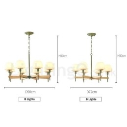 Designer Touch Decorative 6 Light 8 Light Multi Colours Macaron Wood Pendant Light with Glass Shades Chandelier Nordic Style