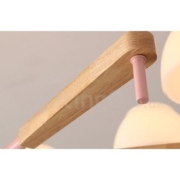 Designer Touch Decorative 6 Light 8 Light Multi Colours Macaron Wood Pendant Light with Glass Shades Chandelier Nordic Style