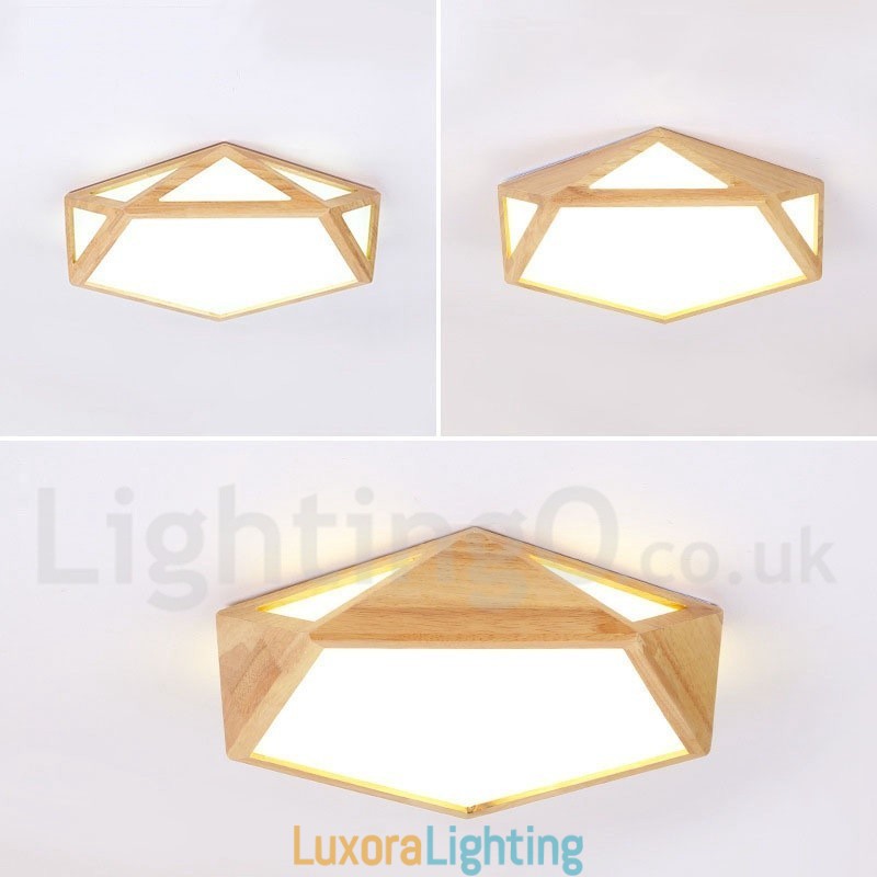 Designer Touch Decorative Dimmable Multi Styles Wood Ceiling Light with Acrylic Shade Ceiling Lamp Nordic Style