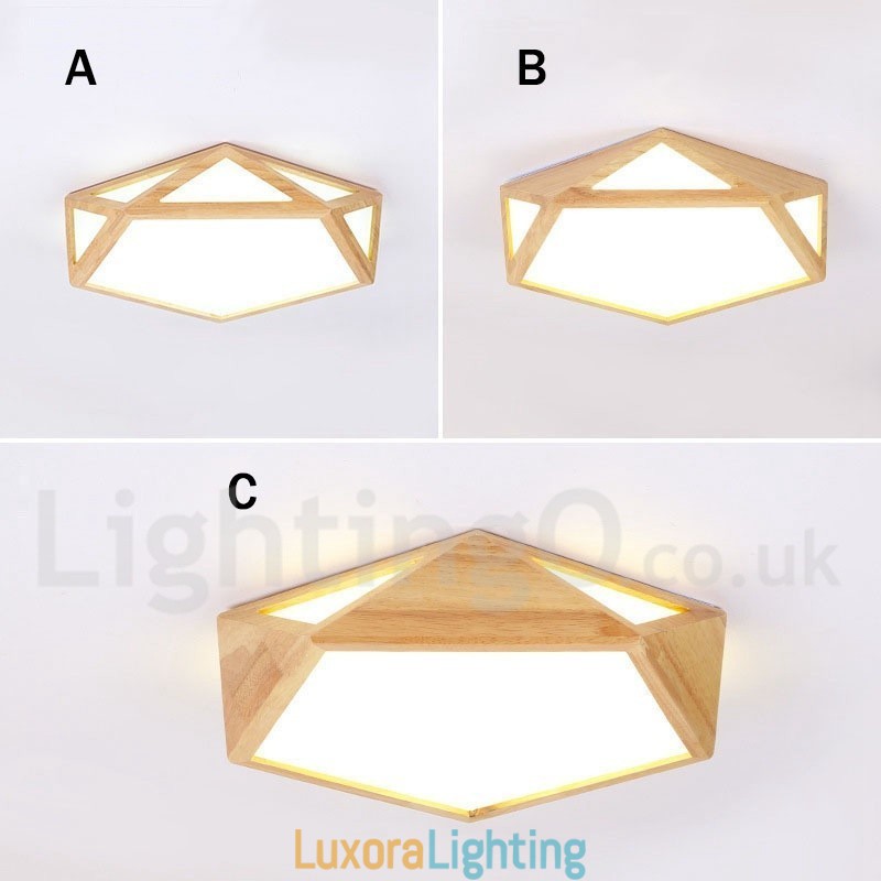 Designer Touch Decorative Dimmable Multi Styles Wood Ceiling Light with Acrylic Shade Ceiling Lamp Nordic Style