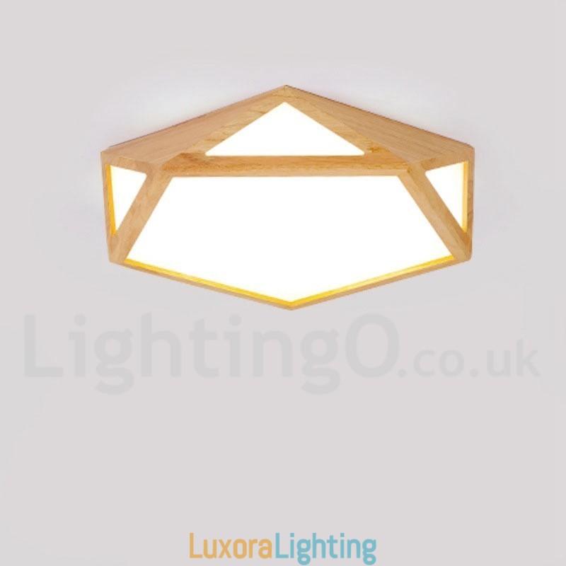 Designer Touch Decorative Dimmable Multi Styles Wood Ceiling Light with Acrylic Shade Ceiling Lamp Nordic Style