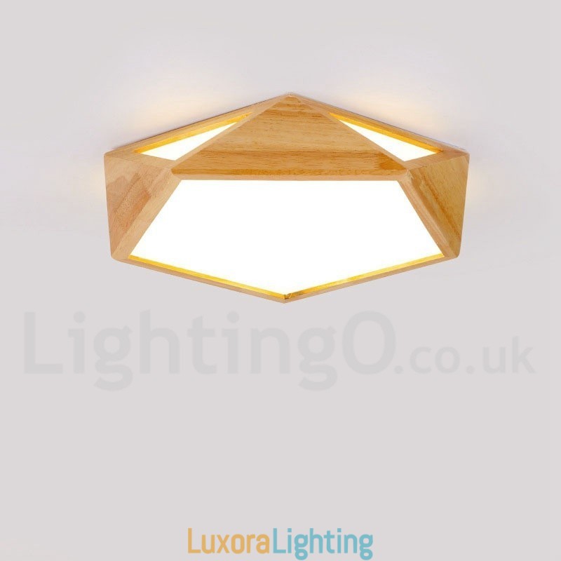 Designer Touch Decorative Dimmable Multi Styles Wood Ceiling Light with Acrylic Shade Ceiling Lamp Nordic Style