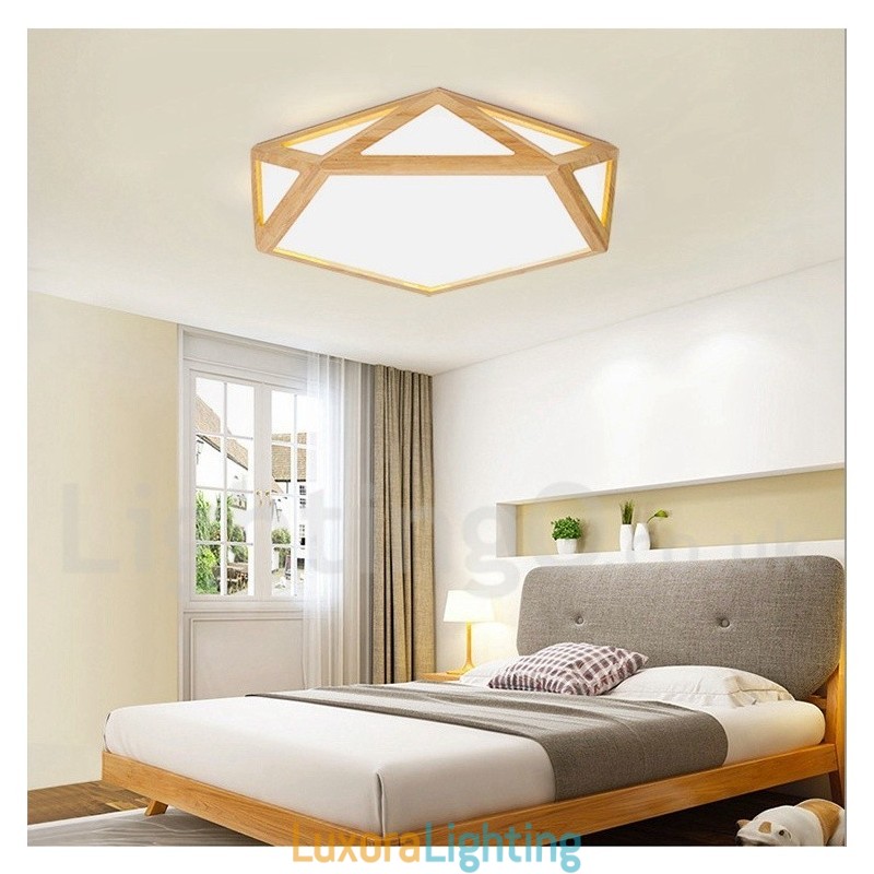 Designer Touch Decorative Dimmable Multi Styles Wood Ceiling Light with Acrylic Shade Ceiling Lamp Nordic Style