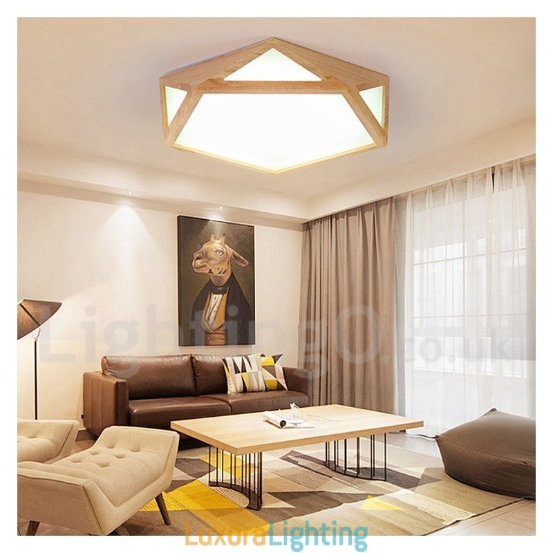 Designer Touch Decorative Dimmable Multi Styles Wood Ceiling Light with Acrylic Shade Ceiling Lamp Nordic Style