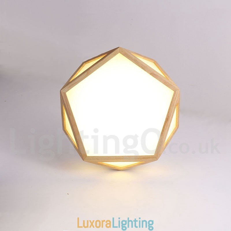 Designer Touch Decorative Dimmable Multi Styles Wood Ceiling Light with Acrylic Shade Ceiling Lamp Nordic Style
