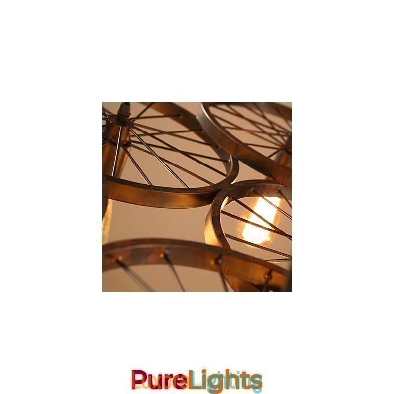 Designer Touch Decorative Lighting Industrial Loft Style Wrought Iron Chandelier Cafe Wheel Chandelier