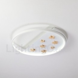 Designer Touch Decorative Dimmable White Stars Round Wood Ceiling Light Ultrathin Ceiling Lamp Also Can Be Used As Wall Light