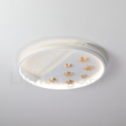 Designer Touch Decorative Dimmable White Stars Round Wood Ceiling Light Ultrathin Ceiling Lamp Also Can Be Used As Wall Light