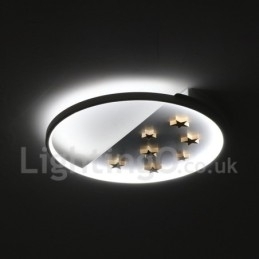 Designer Touch Decorative Dimmable White Stars Round Wood Ceiling Light Ultrathin Ceiling Lamp Also Can Be Used As Wall Light