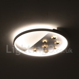 Designer Touch Decorative Dimmable White Stars Round Wood Ceiling Light Ultrathin Ceiling Lamp Also Can Be Used As Wall Light