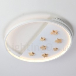 Designer Touch Decorative Dimmable White Stars Round Wood Ceiling Light Ultrathin Ceiling Lamp Also Can Be Used As Wall Light