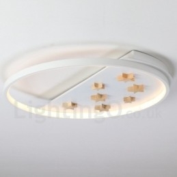Designer Touch Decorative Dimmable White Stars Round Wood Ceiling Light Ultrathin Ceiling Lamp Also Can Be Used As Wall Light