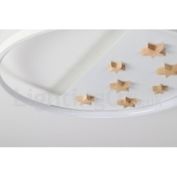 Designer Touch Decorative Dimmable White Stars Round Wood Ceiling Light Ultrathin Ceiling Lamp Also Can Be Used As Wall Light