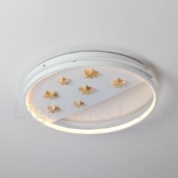 Designer Touch Decorative Dimmable White Stars Round Wood Ceiling Light Ultrathin Ceiling Lamp Also Can Be Used As Wall Light