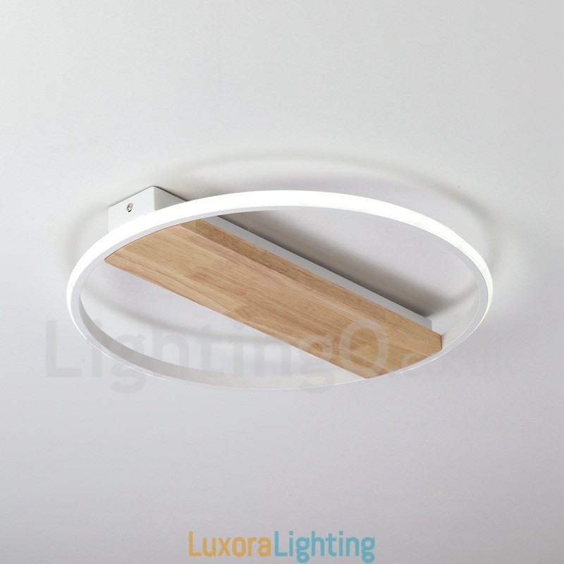 Designer Touch Decorative Dimmable White Round Wood Ceiling Light Ultrathin Ceiling Lamp Also Can Be Used As Wall Light