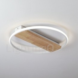 Designer Touch Decorative Dimmable White Round Wood Ceiling Light Ultrathin Ceiling Lamp Also Can Be Used As Wall Light