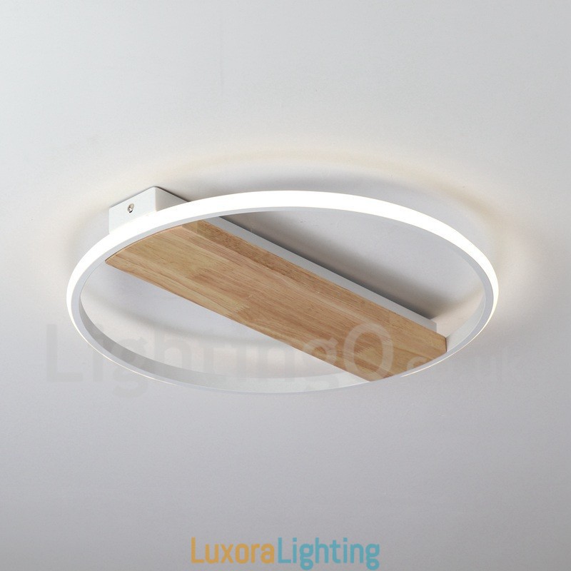Designer Touch Decorative Dimmable White Round Wood Ceiling Light Ultrathin Ceiling Lamp Also Can Be Used As Wall Light