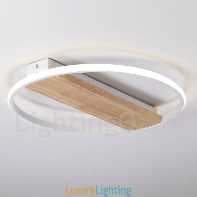 Designer Touch Decorative Dimmable White Round Wood Ceiling Light Ultrathin Ceiling Lamp Also Can Be Used As Wall Light