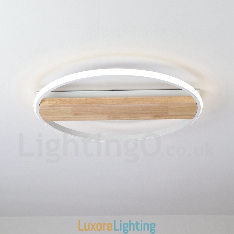 Designer Touch Decorative Dimmable White Round Wood Ceiling Light Ultrathin Ceiling Lamp Also Can Be Used As Wall Light