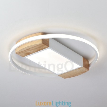 Designer Touch Decorative Dimmable White Round Wood Ceiling Light Ultrathin Ceiling Lamp Also Can Be Used As Wall Light