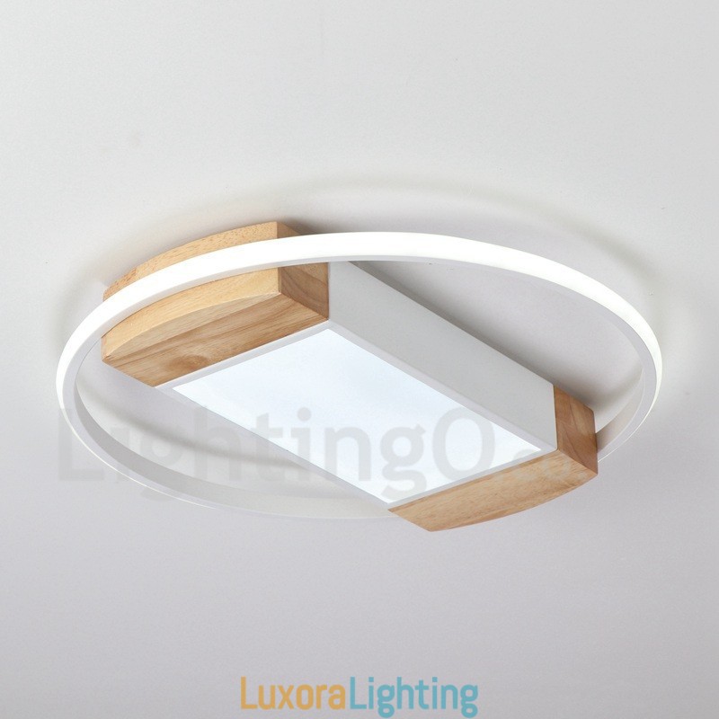 Designer Touch Decorative Dimmable White Round Wood Ceiling Light Ultrathin Ceiling Lamp Also Can Be Used As Wall Light