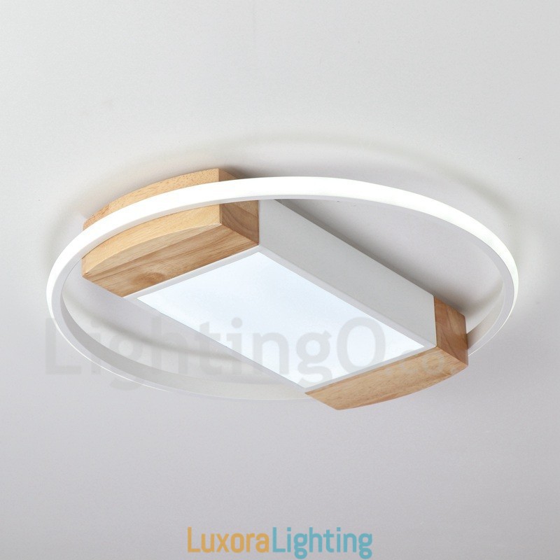 Designer Touch Decorative Dimmable White Round Wood Ceiling Light Ultrathin Ceiling Lamp Also Can Be Used As Wall Light