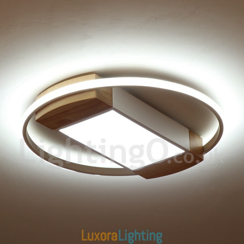 Designer Touch Decorative Dimmable White Round Wood Ceiling Light Ultrathin Ceiling Lamp Also Can Be Used As Wall Light