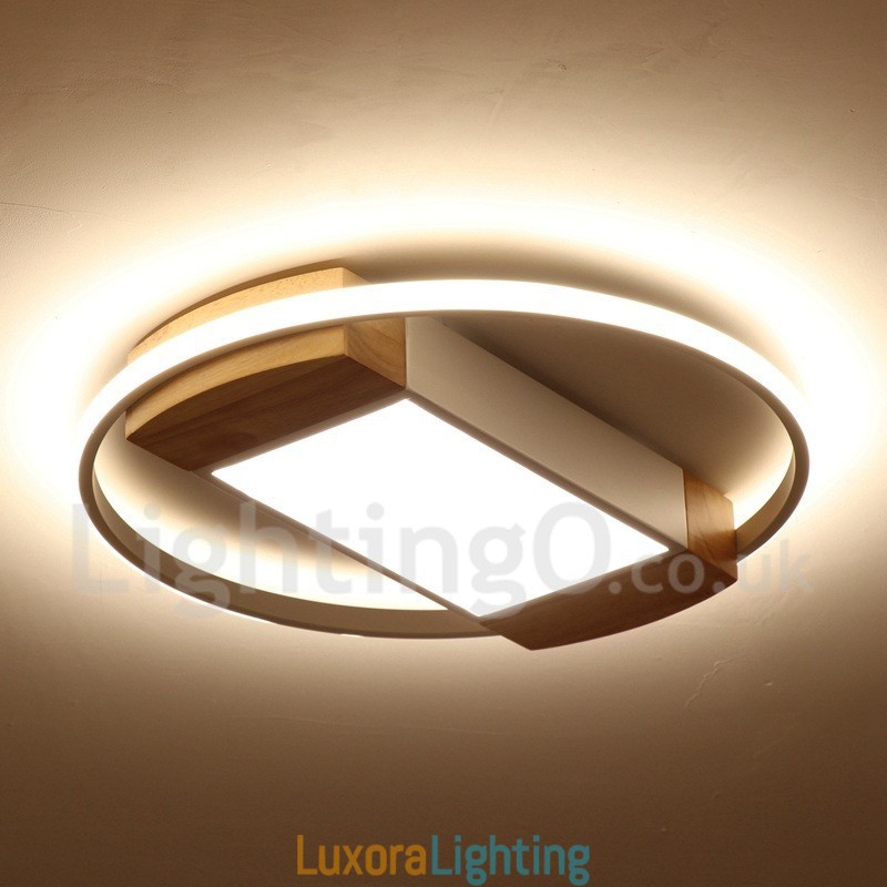 Designer Touch Decorative Dimmable White Round Wood Ceiling Light Ultrathin Ceiling Lamp Also Can Be Used As Wall Light