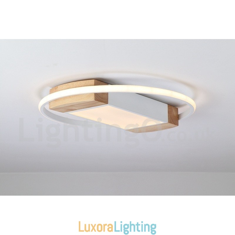 Designer Touch Decorative Dimmable White Round Wood Ceiling Light Ultrathin Ceiling Lamp Also Can Be Used As Wall Light