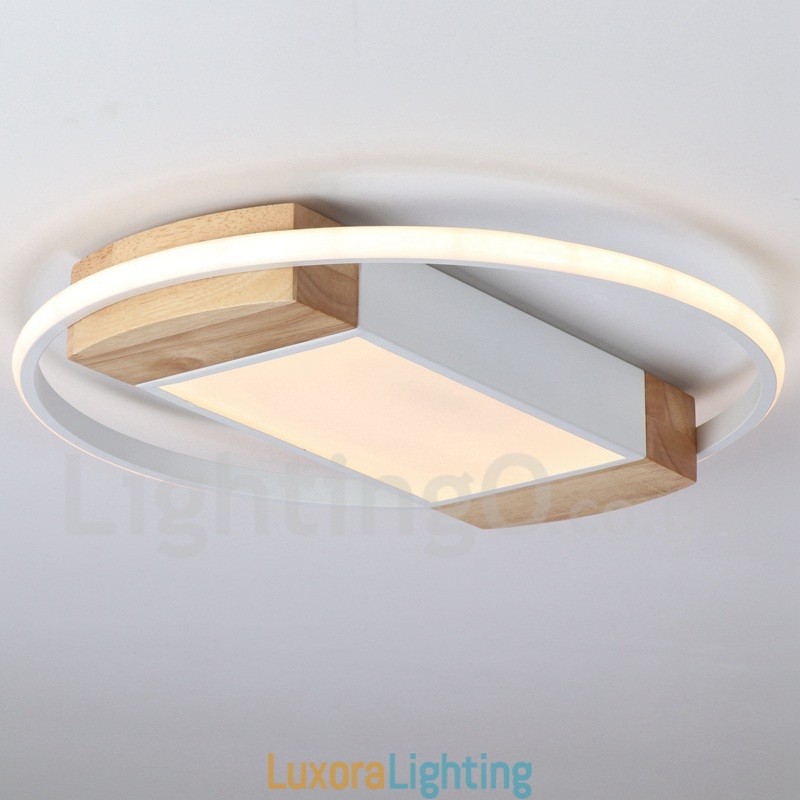 Designer Touch Decorative Dimmable White Round Wood Ceiling Light Ultrathin Ceiling Lamp Also Can Be Used As Wall Light