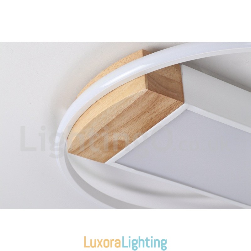 Designer Touch Decorative Dimmable White Round Wood Ceiling Light Ultrathin Ceiling Lamp Also Can Be Used As Wall Light