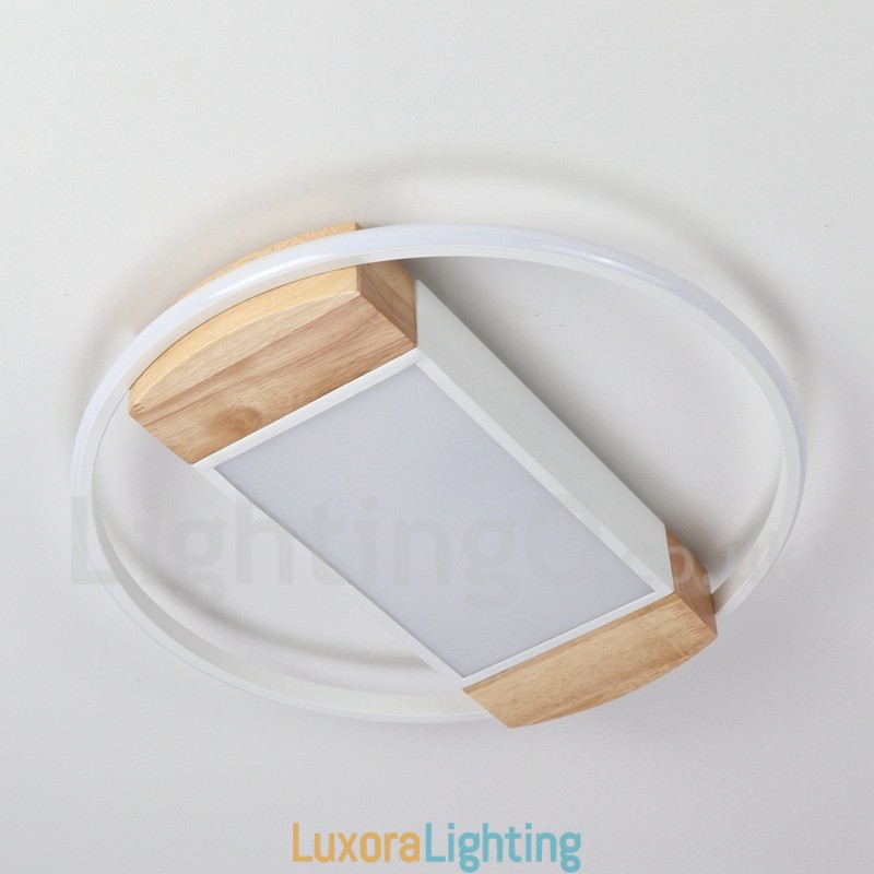 Designer Touch Decorative Dimmable White Round Wood Ceiling Light Ultrathin Ceiling Lamp Also Can Be Used As Wall Light
