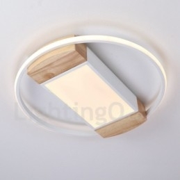 Designer Touch Decorative Dimmable White Round Wood Ceiling Light Ultrathin Ceiling Lamp Also Can Be Used As Wall Light