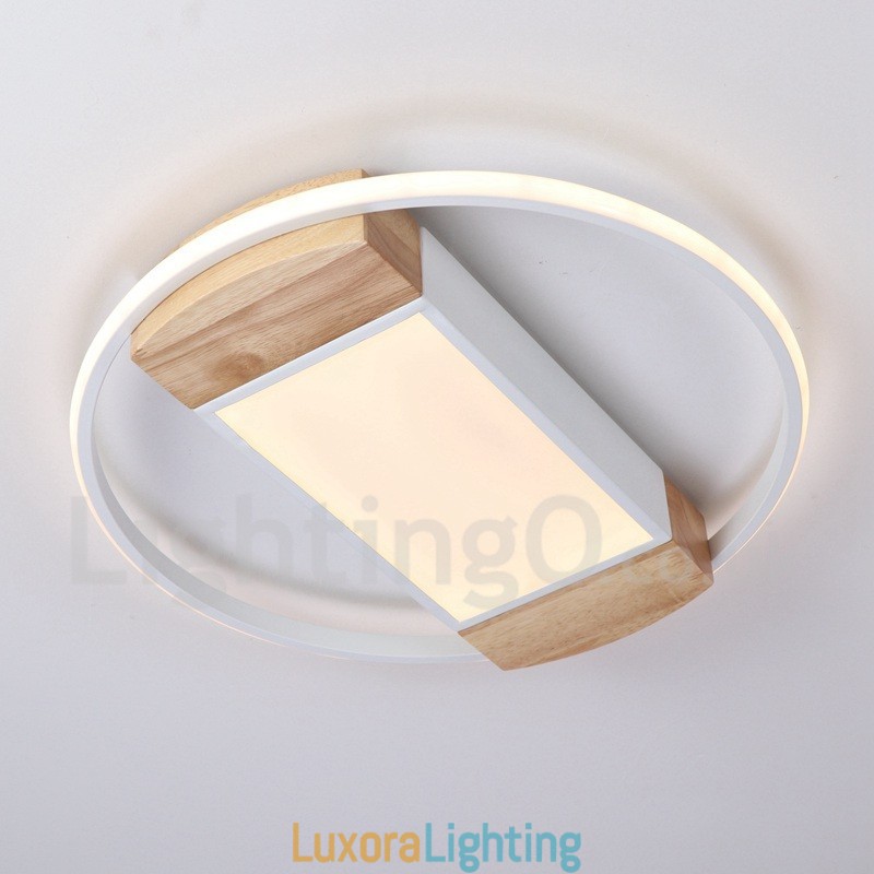 Designer Touch Decorative Dimmable White Round Wood Ceiling Light Ultrathin Ceiling Lamp Also Can Be Used As Wall Light