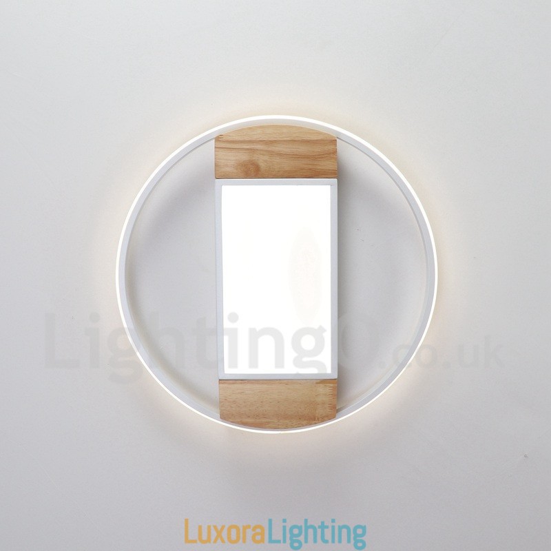 Designer Touch Decorative Dimmable White Round Wood Ceiling Light Ultrathin Ceiling Lamp Also Can Be Used As Wall Light