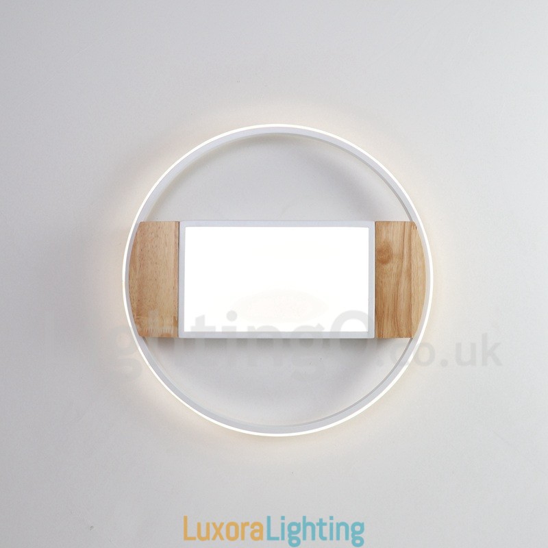 Designer Touch Decorative Dimmable White Round Wood Ceiling Light Ultrathin Ceiling Lamp Also Can Be Used As Wall Light